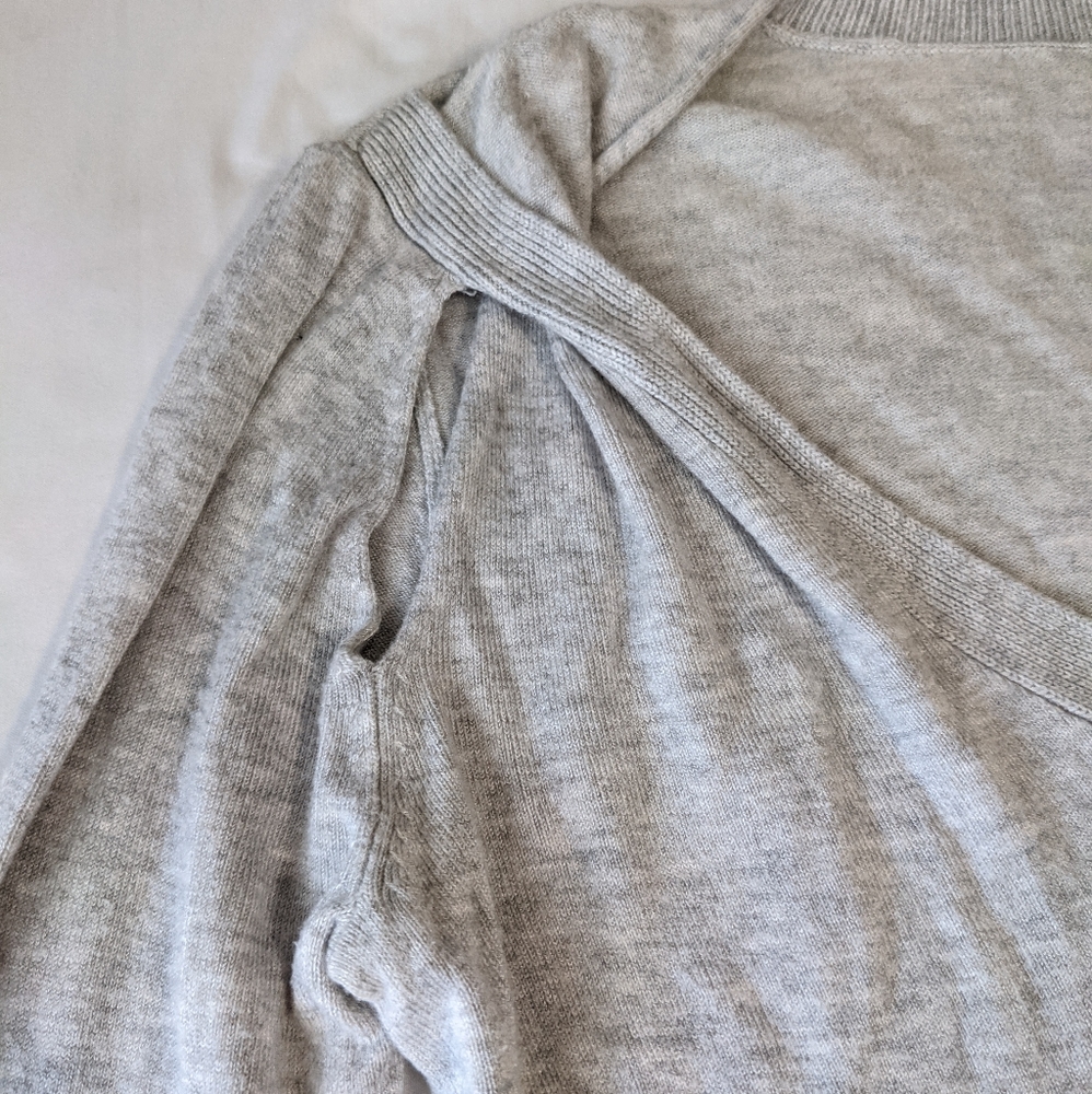 Cache Light Gray Sweater Top Small Ribbed Hemline - Picture 7 of 9